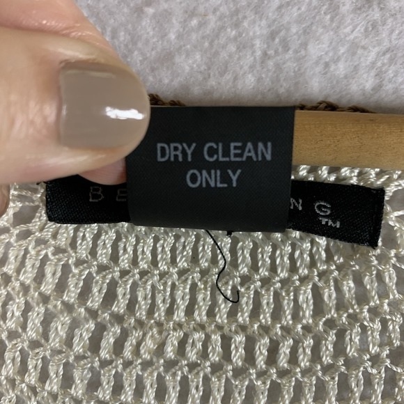 Womens Silk Blend Open Knit Crochet Sweater Top Sz M Boho Chevron Short Sleeve - Picture 10 of 12